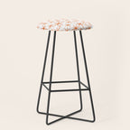 Twinkling Starbursts Mid Century Modern Pattern in White and Orange Stool Gallery Image 1