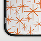 Twinkling Starbursts Mid Century Modern Pattern in White and Orange Laptop Sleeve Gallery Image 3