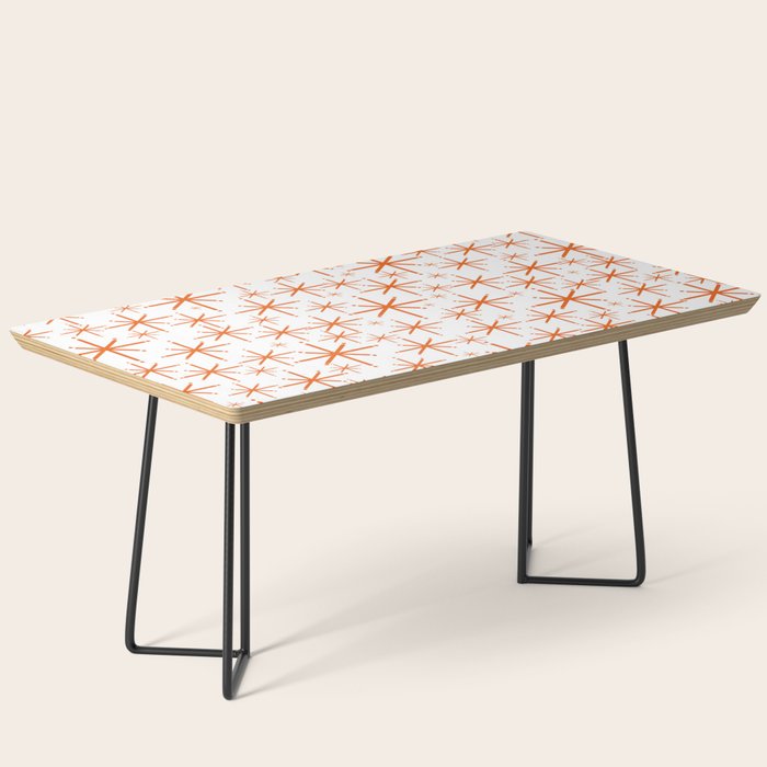 Twinkling Starbursts Mid Century Modern Pattern in White and Orange Coffee Table Gallery Image 1