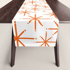 Twinkling Starbursts Mid Century Modern Pattern in White and Orange Table Runner Gallery Image 1