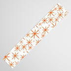 Twinkling Starbursts Mid Century Modern Pattern in White and Orange Table Runner Gallery Image 3
