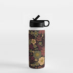 Classy Burgundy, Cream & Sage Green Floral Pattern Water Bottle Gallery Image 1
