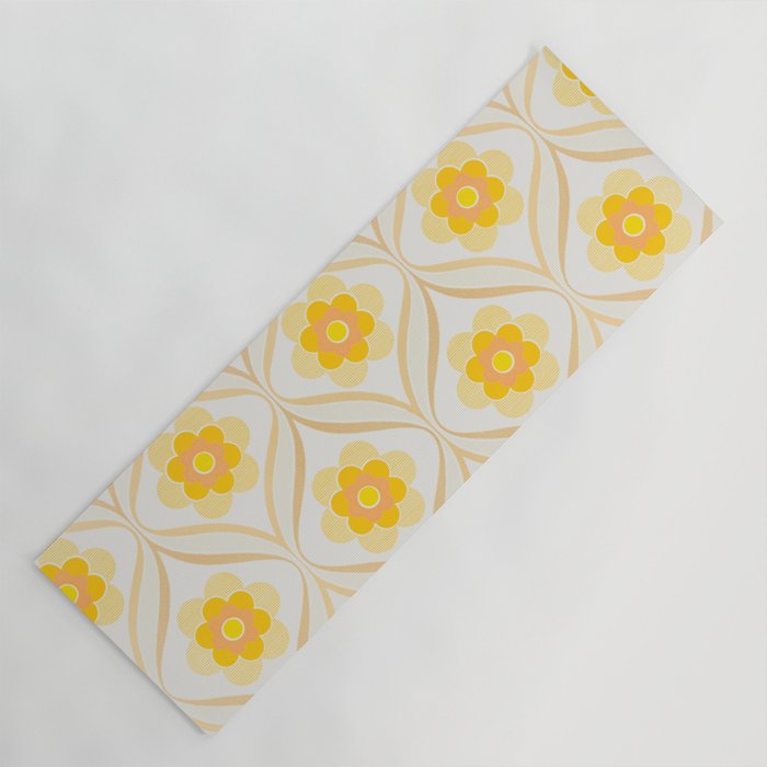 Vintage 70s Yellow Floral Pattern Yoga Mat Gallery Image 1