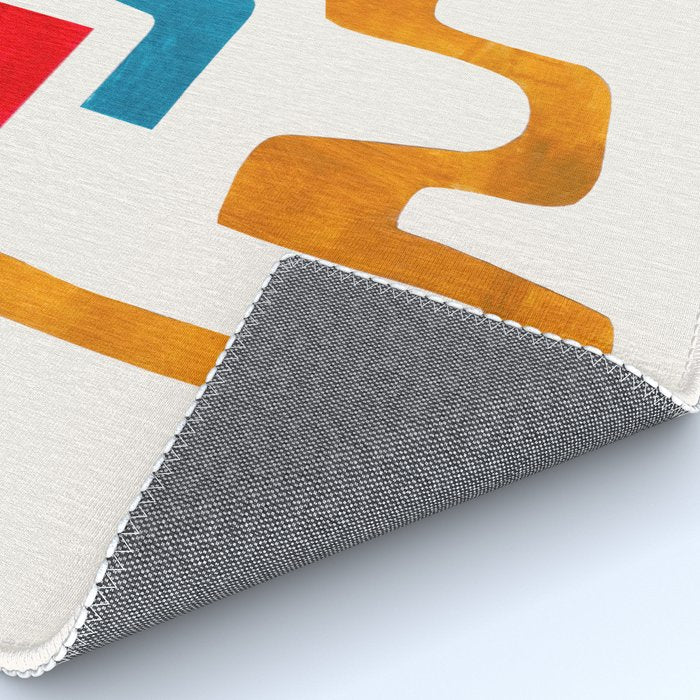 'Falling Down' Paper Collage Fun Colorful Shapes Mid Century Minimal Abstract Art by Ejaaz Haniff Rug Gallery Image 4