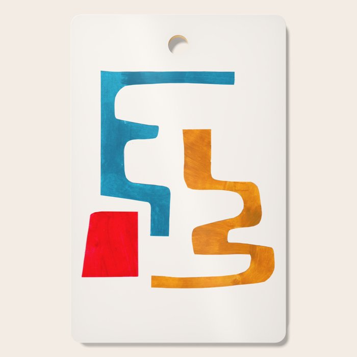 'Falling Down' Paper Collage Fun Colorful Shapes Mid Century Minimal Abstract Art by Ejaaz Haniff Cutting Board Gallery Image 1