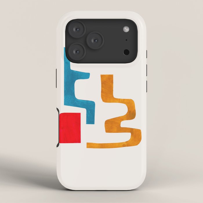 'Falling Down' Paper Collage Fun Colorful Shapes Mid Century Minimal Abstract Art by Ejaaz Haniff iPhone Case Gallery Image 3