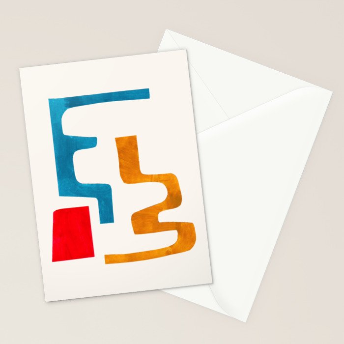 'Falling Down' Paper Collage Fun Colorful Shapes Mid Century Minimal Abstract Art by Ejaaz Haniff Stationery Card Gallery Image 2
