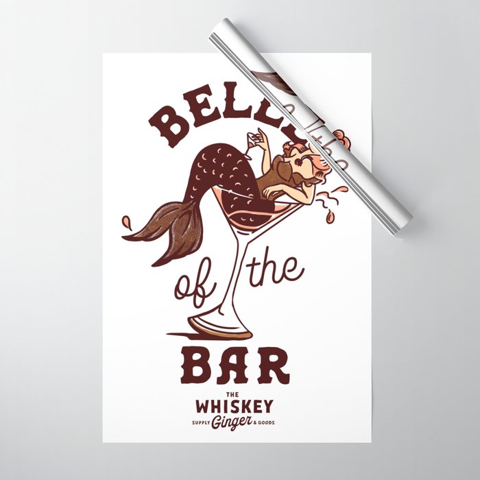 Belle Of The Bar Pinup Mermaid Wrapping Paper Gallery Image 1