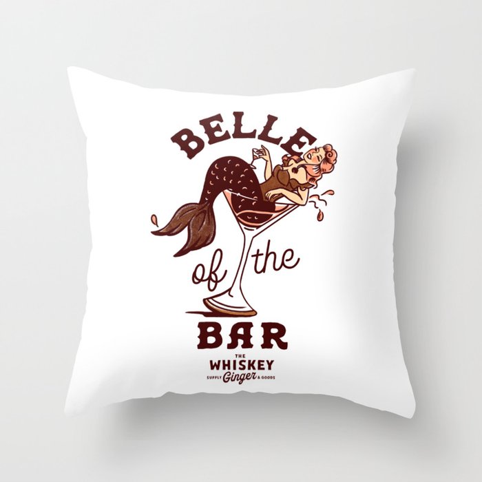 Belle Of The Bar Pinup Mermaid Throw Pillow Gallery Image 6