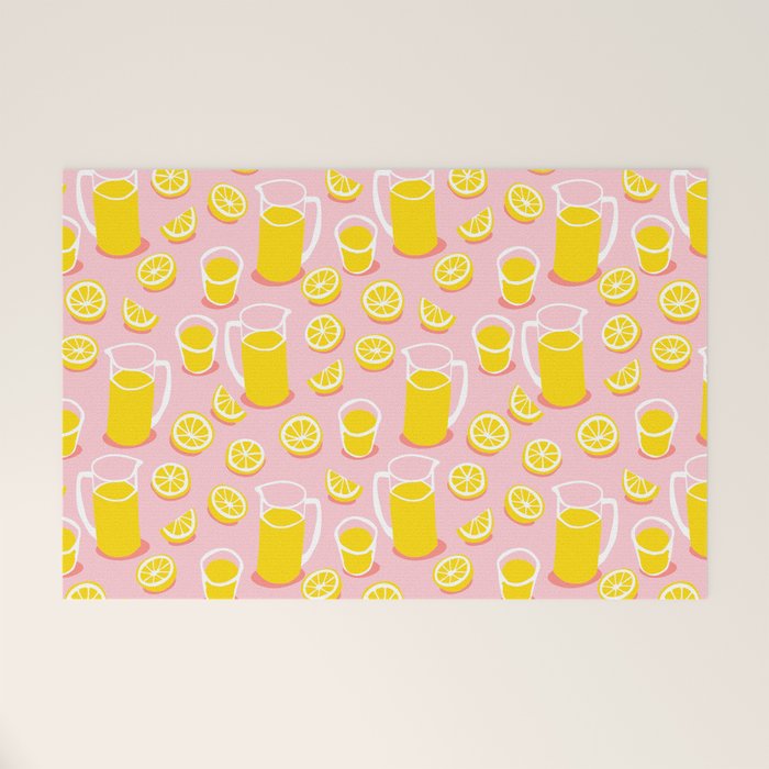 Fresh lemonade fruit drink cartoon pattern Welcome Mat Gallery Image 1