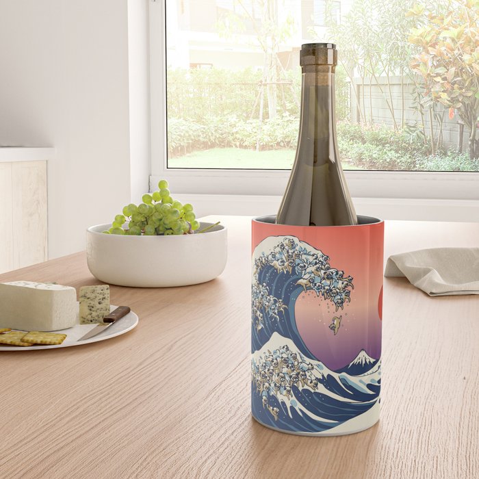 The Great Wave of Pug Wine Chiller Gallery Image 4