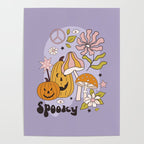 Hippie Groovy Halloween Print in Pastel Lilac Poster Gallery Image 4