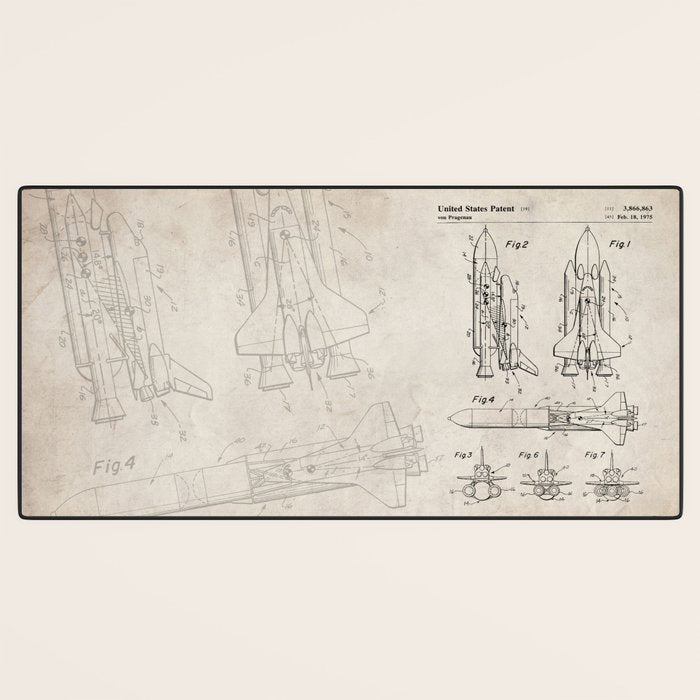 Nasa Space Shuttle Patent - Nasa Shuttle Art - Antique Desk Mat Gallery Image 3