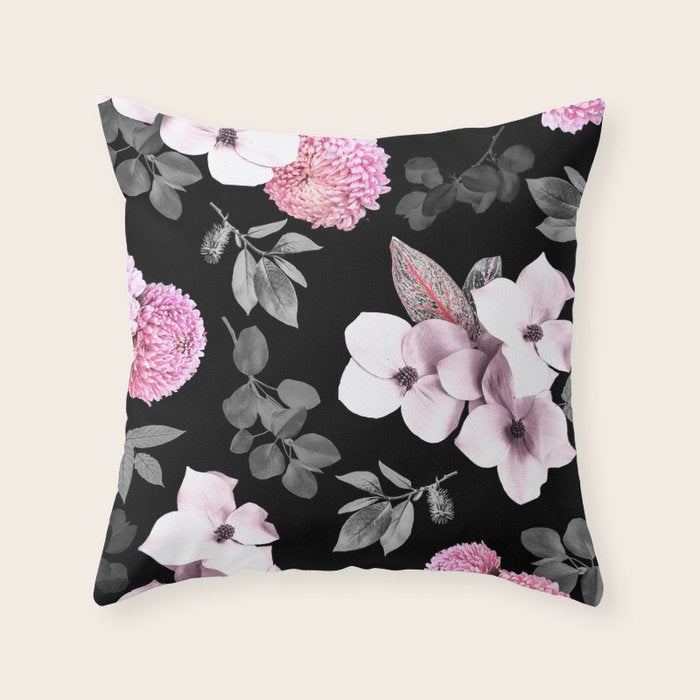 Night bloom - pink blush Throw Pillow Gallery Image 6