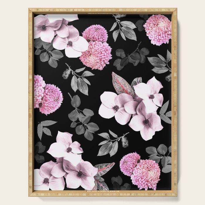 Night bloom - pink blush Serving Tray Gallery Image 1