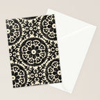 Folk Art Mandala - black and cream Stationery Card Gallery Image 2