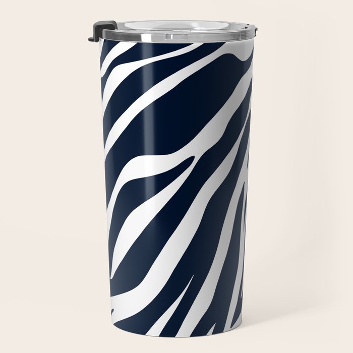 Navy blue zebra print Travel Mug Gallery Image 3