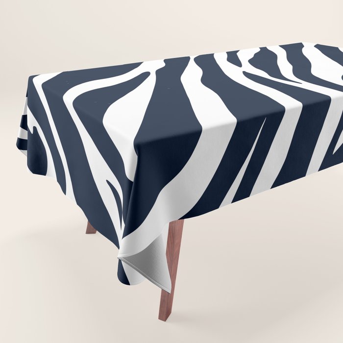Navy blue zebra print Tablecloth Gallery Image 1