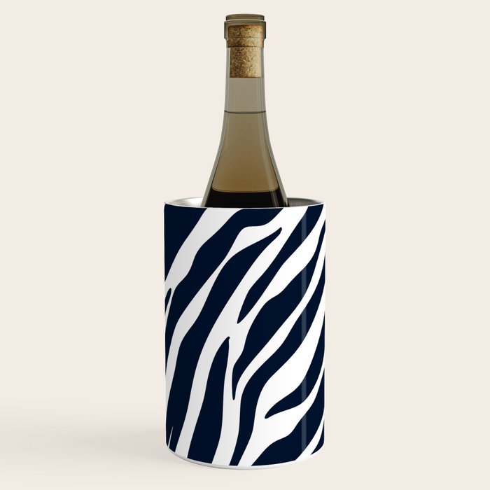 Navy blue zebra print Wine Chiller Gallery Image 1