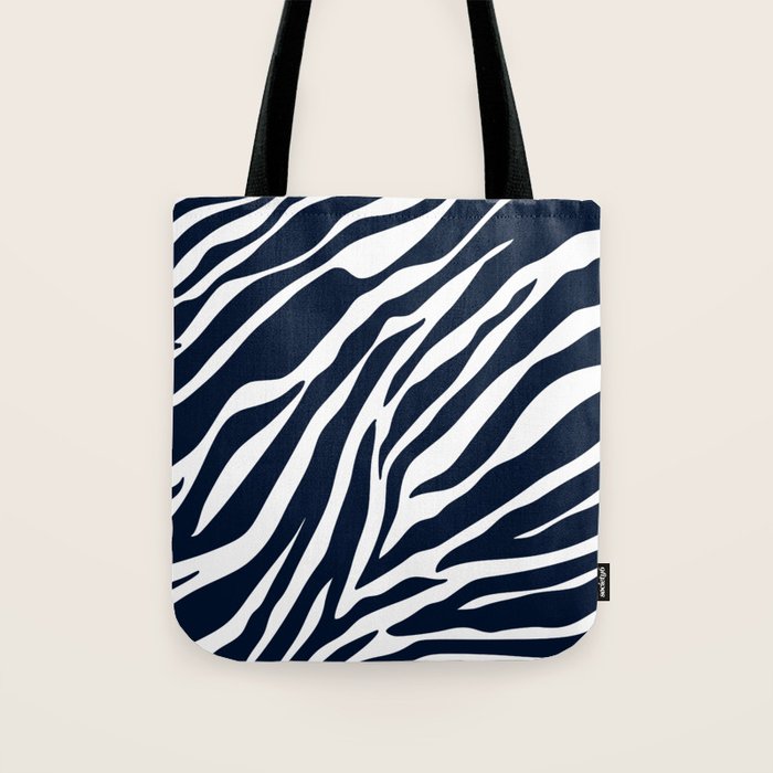 Navy blue zebra print Tote Bag Gallery Image 1
