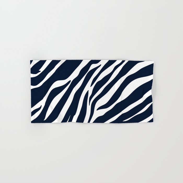 Navy blue zebra print Bath Towel Gallery Image 1