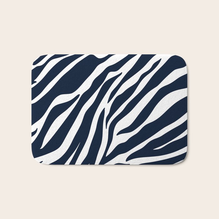 Navy blue zebra print Bath Mat Gallery Image 1