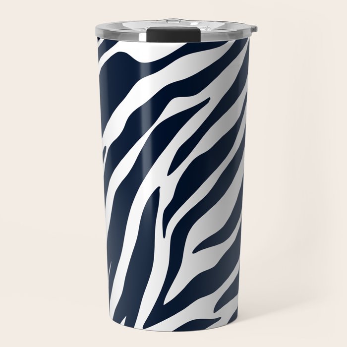 Navy blue zebra print Travel Mug Gallery Image 1