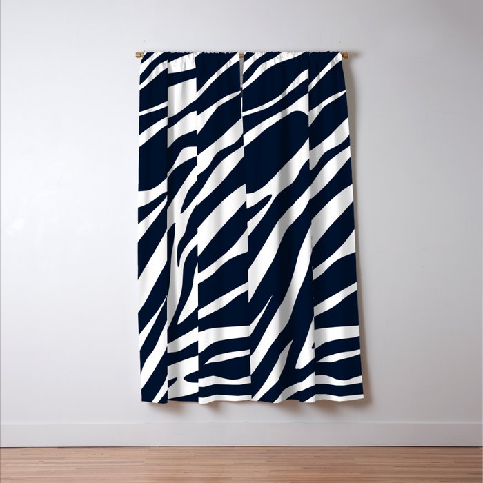 Navy blue zebra print Window Curtain Gallery Image 3