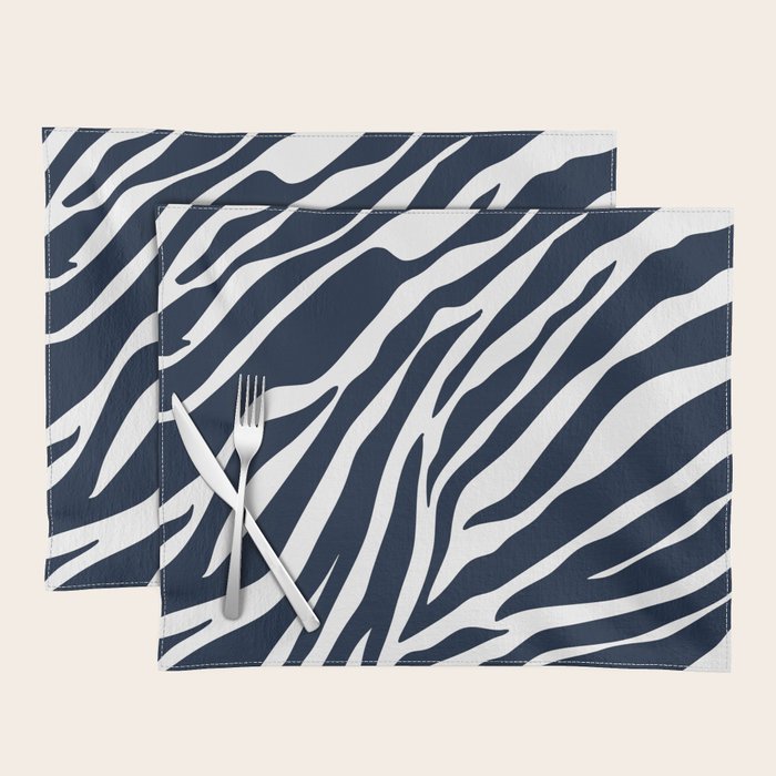 Navy blue zebra print Placemat Gallery Image 1