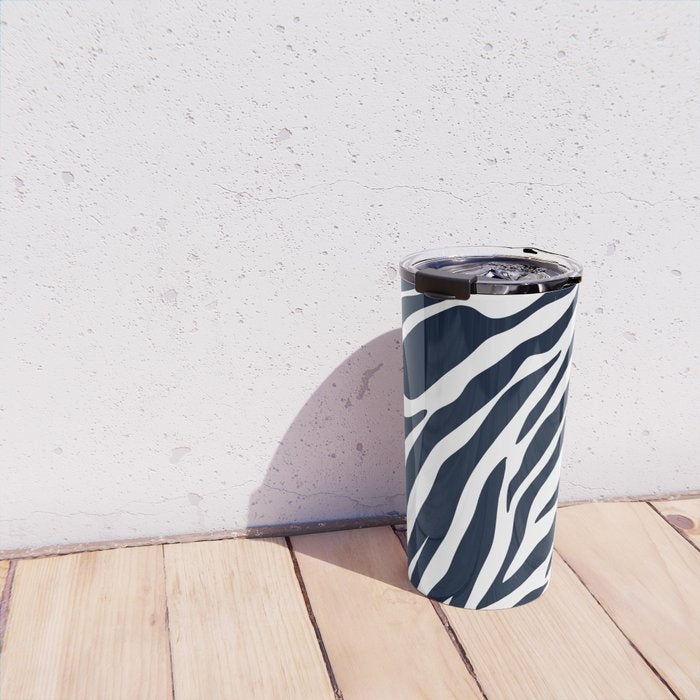 Navy blue zebra print Travel Mug Gallery Image 4
