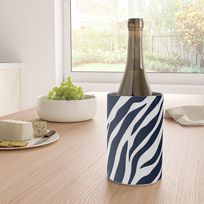 Navy blue zebra print Wine Chiller Gallery Image 4