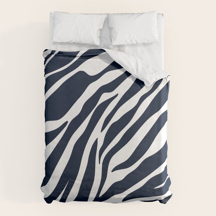 Navy blue zebra print Duvet Cover Gallery Image 6