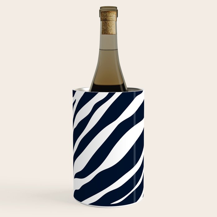 Navy blue zebra print Wine Chiller Gallery Image 3