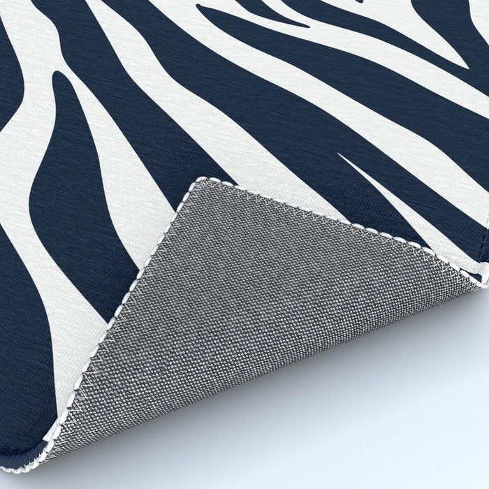 Navy blue zebra print Rug Gallery Image 4