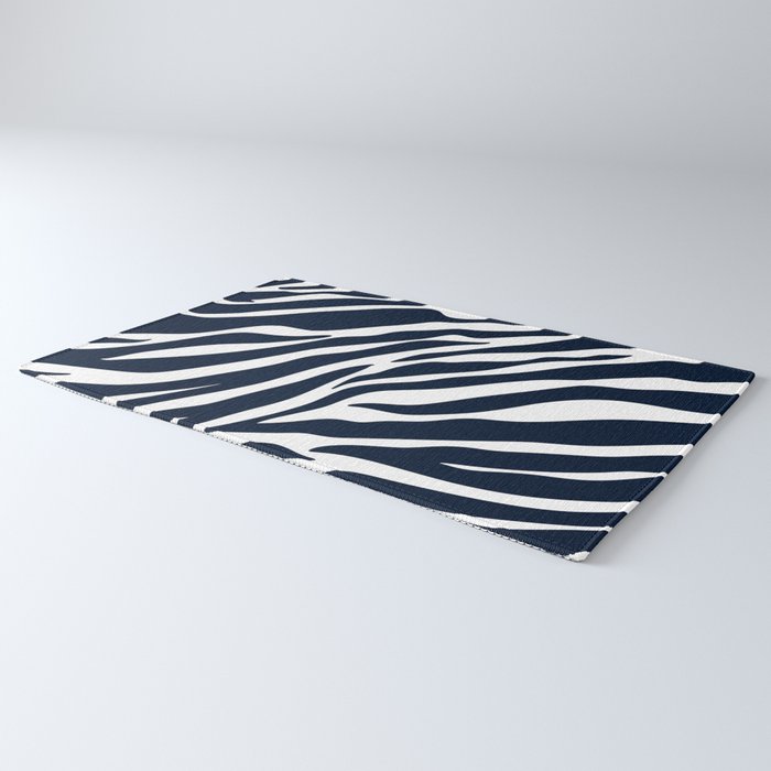Navy blue zebra print Rug Gallery Image 3