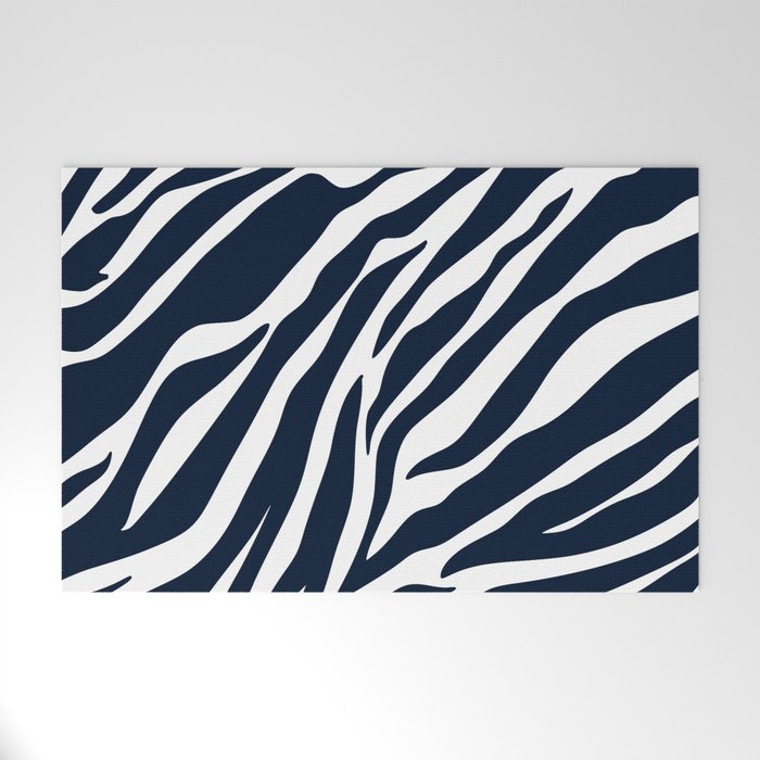Navy blue zebra print Welcome Mat Gallery Image 1