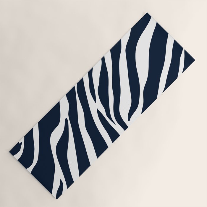 Navy blue zebra print Yoga Mat Gallery Image 1