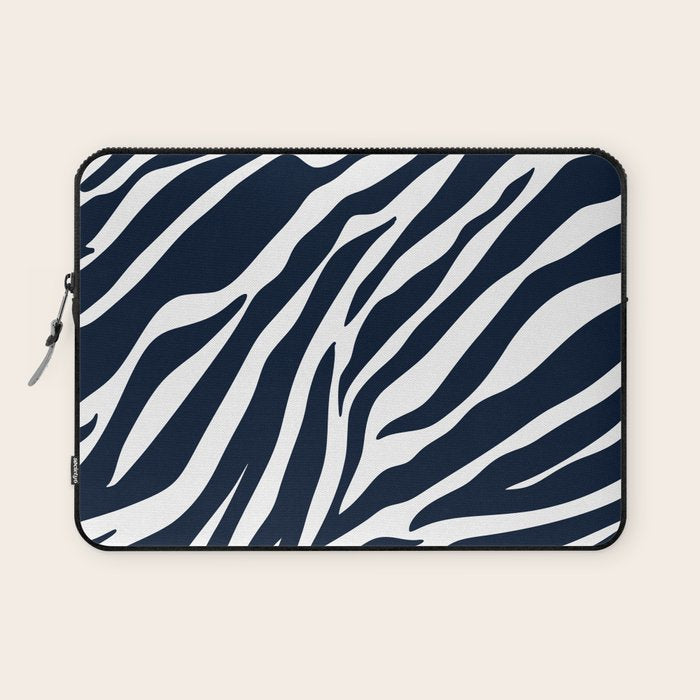 Navy blue zebra print Laptop Sleeve Gallery Image 1