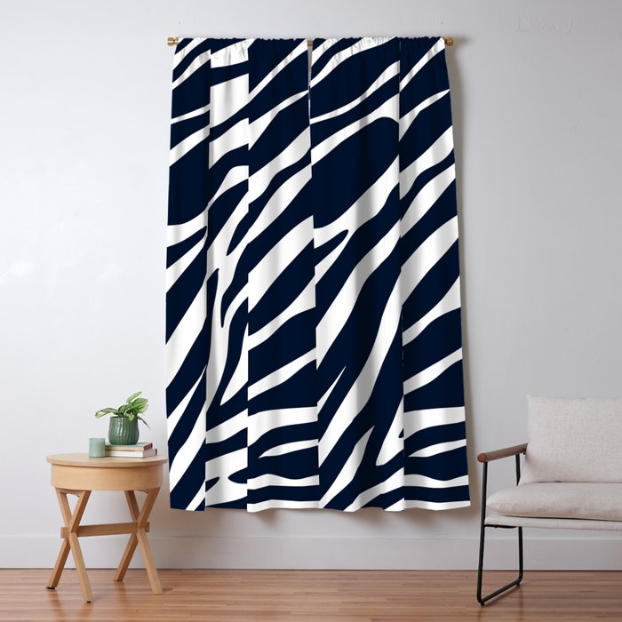 Navy blue zebra print Window Curtain Gallery Image 1