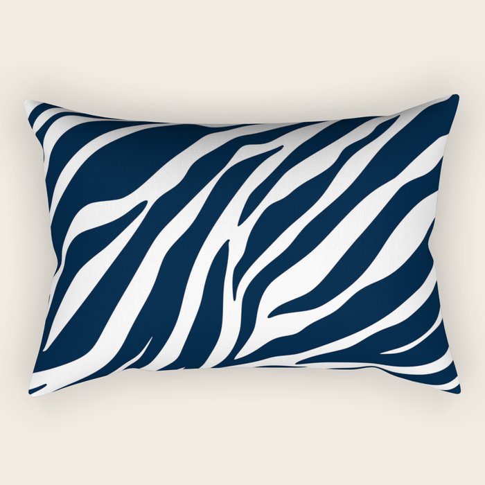 Navy blue zebra print Rectangular Pillow Gallery Image 2