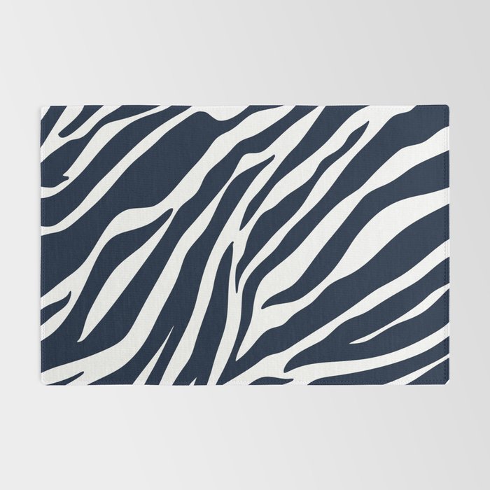 Navy blue zebra print Rug Gallery Image 2