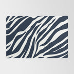 Navy blue zebra print Rug Gallery Image 2