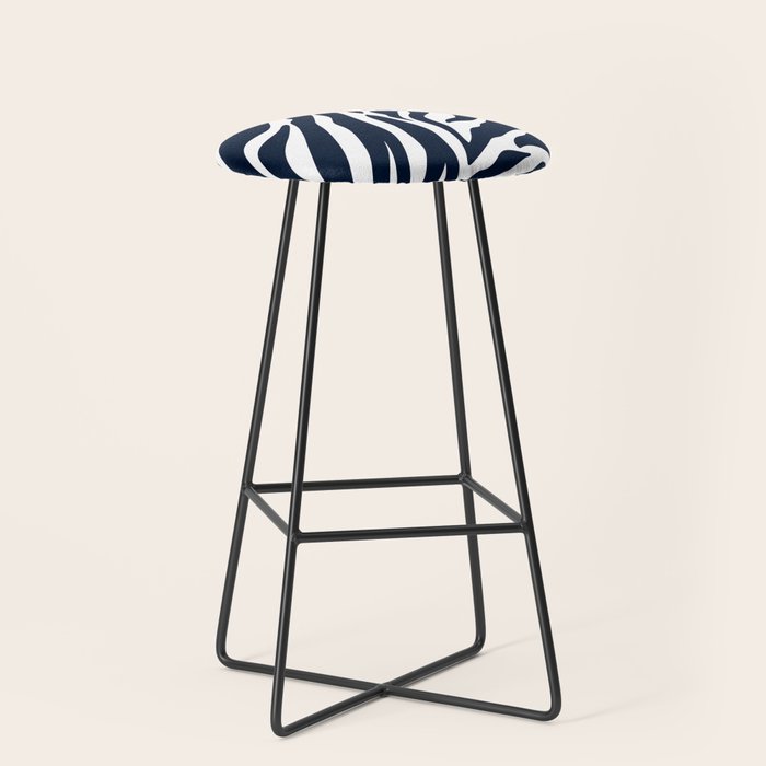 Navy blue zebra print Stool Gallery Image 1