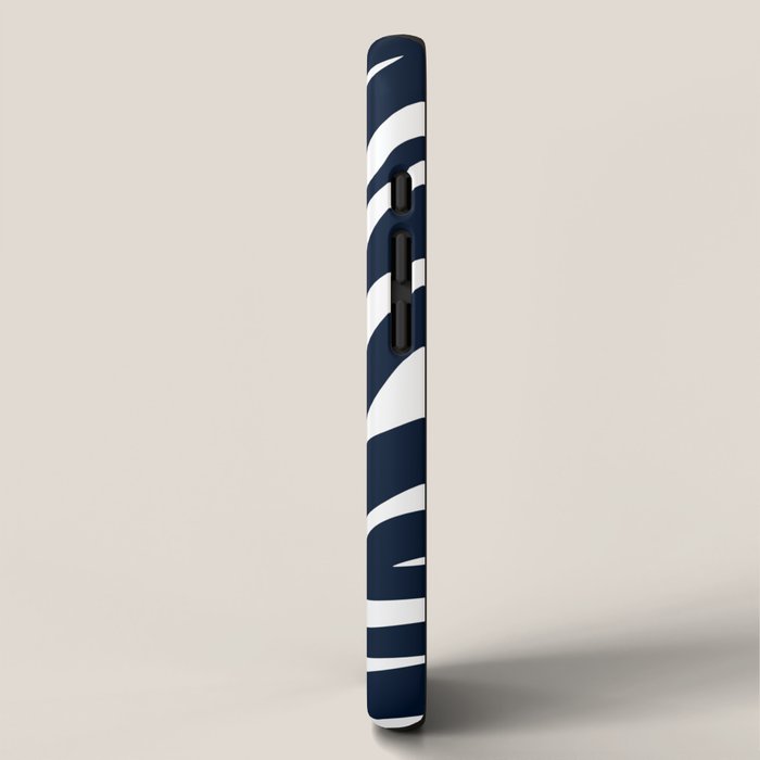 Navy blue zebra print iPhone Case Gallery Image 2