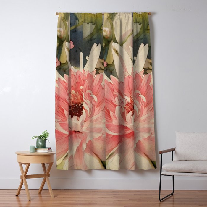 Pink germini dahlia flower 3 Window Curtain Gallery Image 5