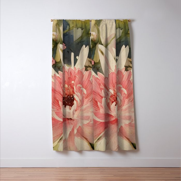 Pink germini dahlia flower 3 Window Curtain Gallery Image 3
