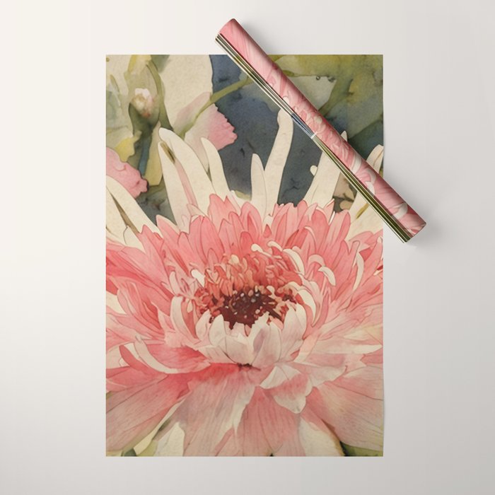 Pink germini dahlia flower 3 Wrapping Paper Gallery Image 1