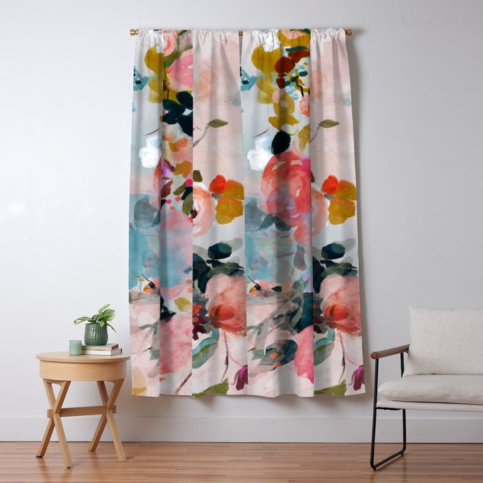 floral bloom abstract painting Window Curtain Gallery Image 5