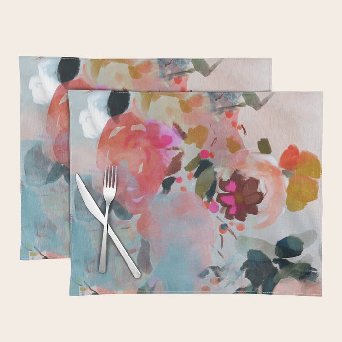 floral bloom abstract painting Placemat Gallery Image 1