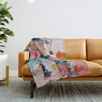 floral bloom abstract painting Throw Blanket Gallery Image 1